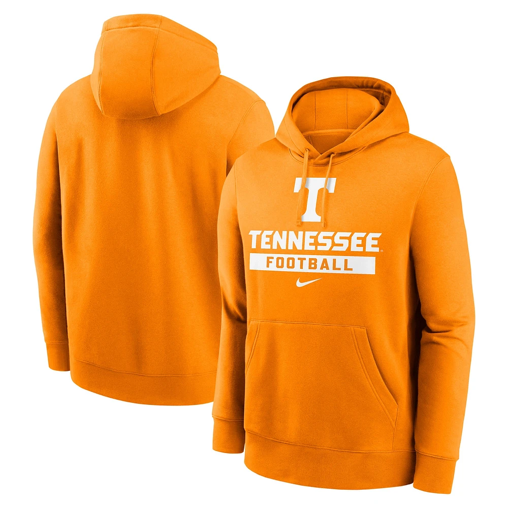 Men's Nike Tennessee Orange Volunteers Football Stack Club Fleece Pullover Hoodie