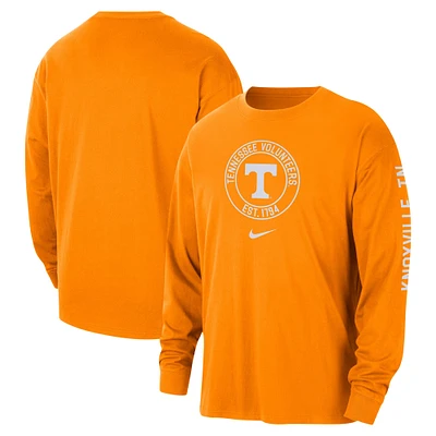 T-shirt à manches longues Nike Tennessee Volunteers Heritage Max90 pour homme