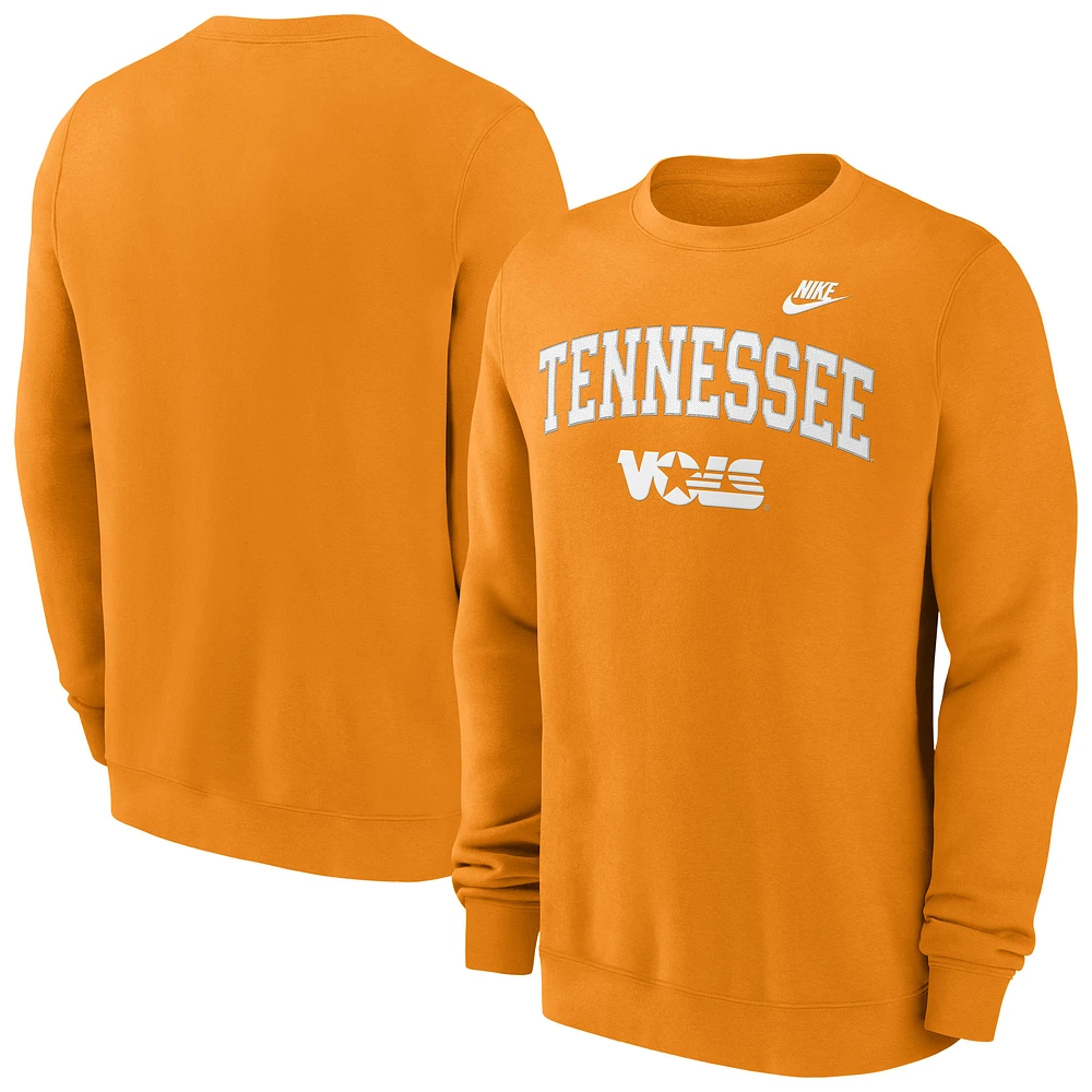 Men's Nike Tennessee Orange Volunteers Legacy Classic Tackle Twill Embroidered Arch Over Logo Pullover Sweatshirt