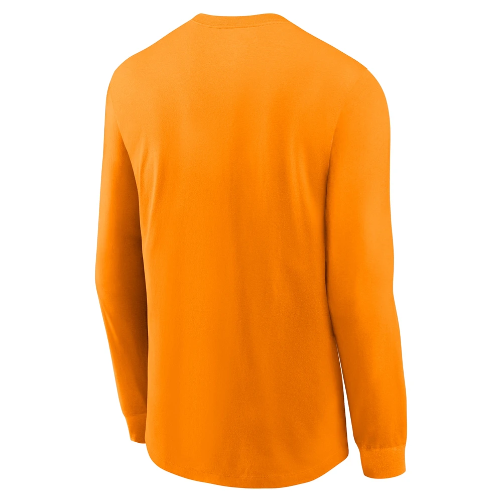 T-shirt à manches longues avec logo principal Nike Tennessee Orange Volunteers Legacy pour homme