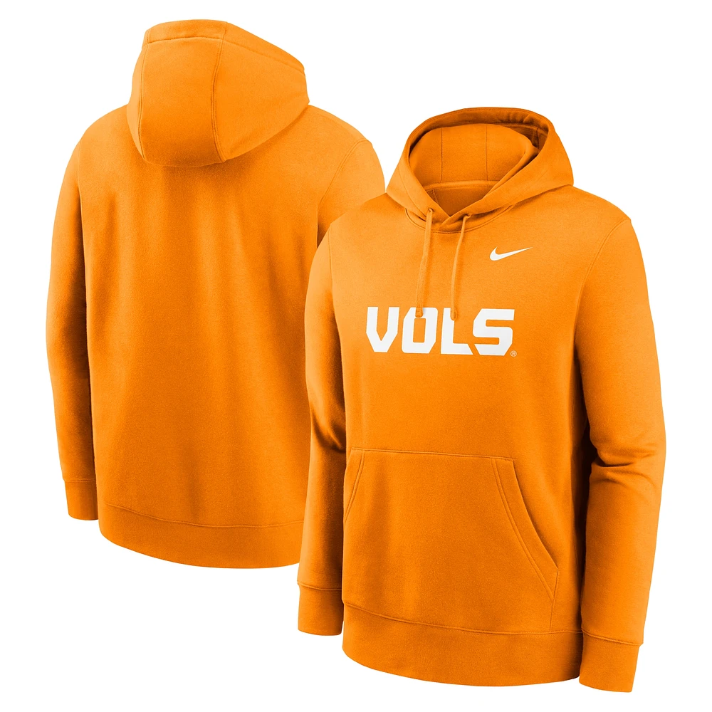 Sweat à capuche en polaire Nike Tennessee Orange Volunteers Primetime Alternate Logo Club pour homme