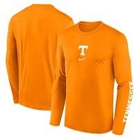 Men's Nike  Tennessee Orange Volunteers Primetime Center Lockup Two-Hit Legend Long Sleeve T-Shirt