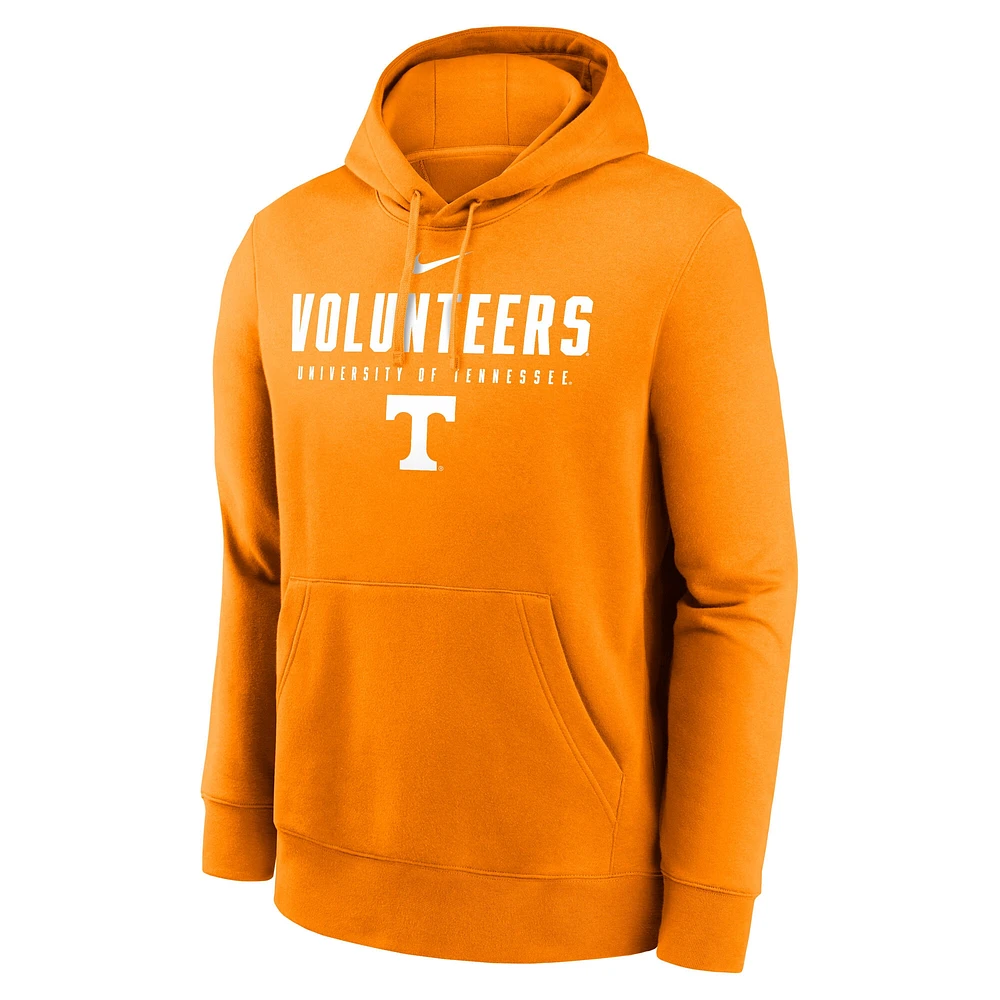 Men's Nike  Tennessee Orange Volunteers Primetime Dynamic Mascot Club Fleece Pullover Hoodie