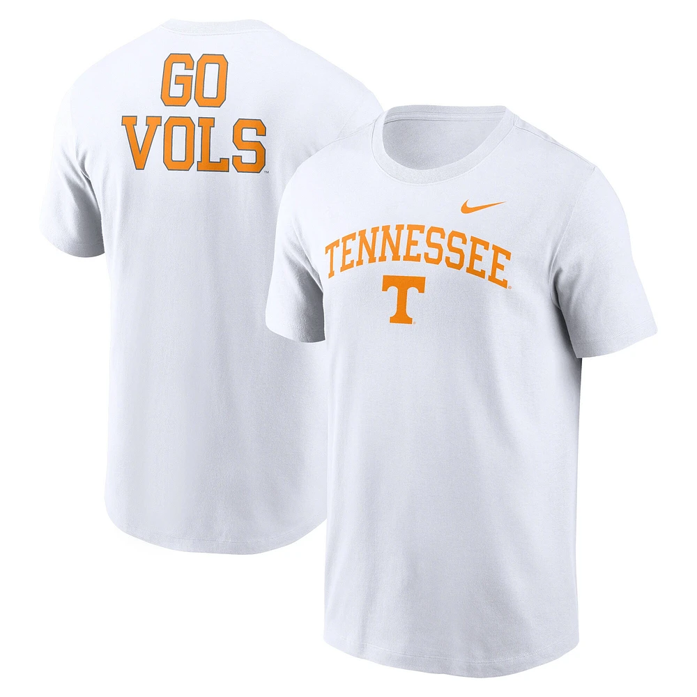 T-shirt Nike Tennessee Volunteers Blitz 2-Hit pour homme, blanc