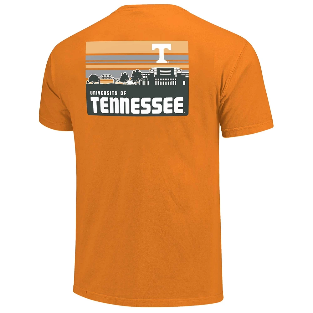 T-shirt à rayures orange Tennessee Volunteers pour homme avec silhouette du campus