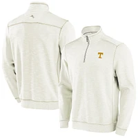 Men's Tommy Bahama Cream Tennessee Volunteers Tobago Bay Half-Zip Tri-Blend Top