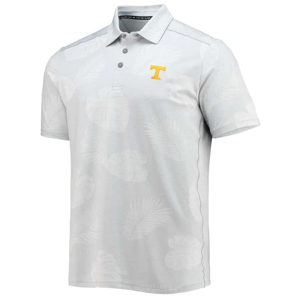 Men's Tommy Bahama Gray Tennessee Volunteers Palm Coast Delray Frond IslandZone Allover Print Polo