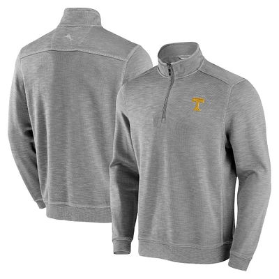 Men's Tommy Bahama Gray Tennessee Volunteers Tobago Bay Half-Zip Tri-Blend Top