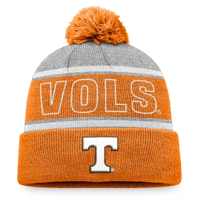 Top of the World Tennessee Orange/Heather Grey Tennessee Volunteers Bonnet en tricot à revers avec pompon