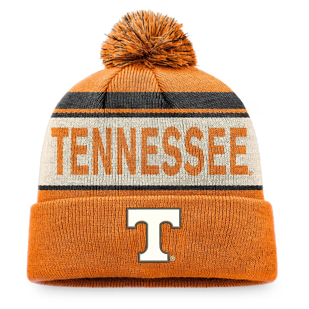 Bonnet tricoté à revers avec pompon Top of the World Tennessee Orange Tennessee Volunteers Prime pour homme