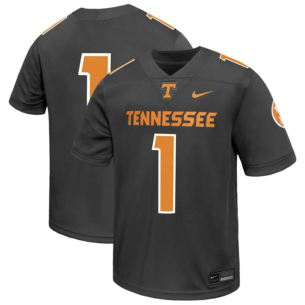 Maillot de football réplique alternatif intouchable Nike #1 Anthracite Tennessee Volunteers pour enfants d'âge préscolaire