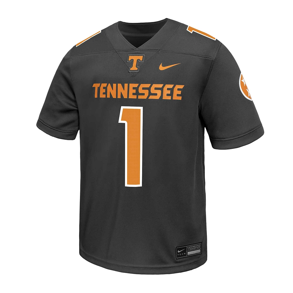 Maillot de football réplique alternatif intouchable Nike #1 Anthracite Tennessee Volunteers pour enfants d'âge préscolaire