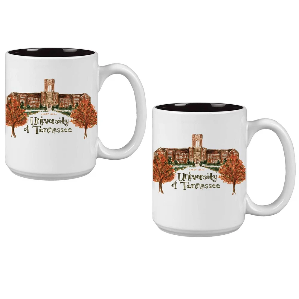 Lot de 2 tasses de 15 oz des Tennessee Volunteers de l'Université Laura Wilcox