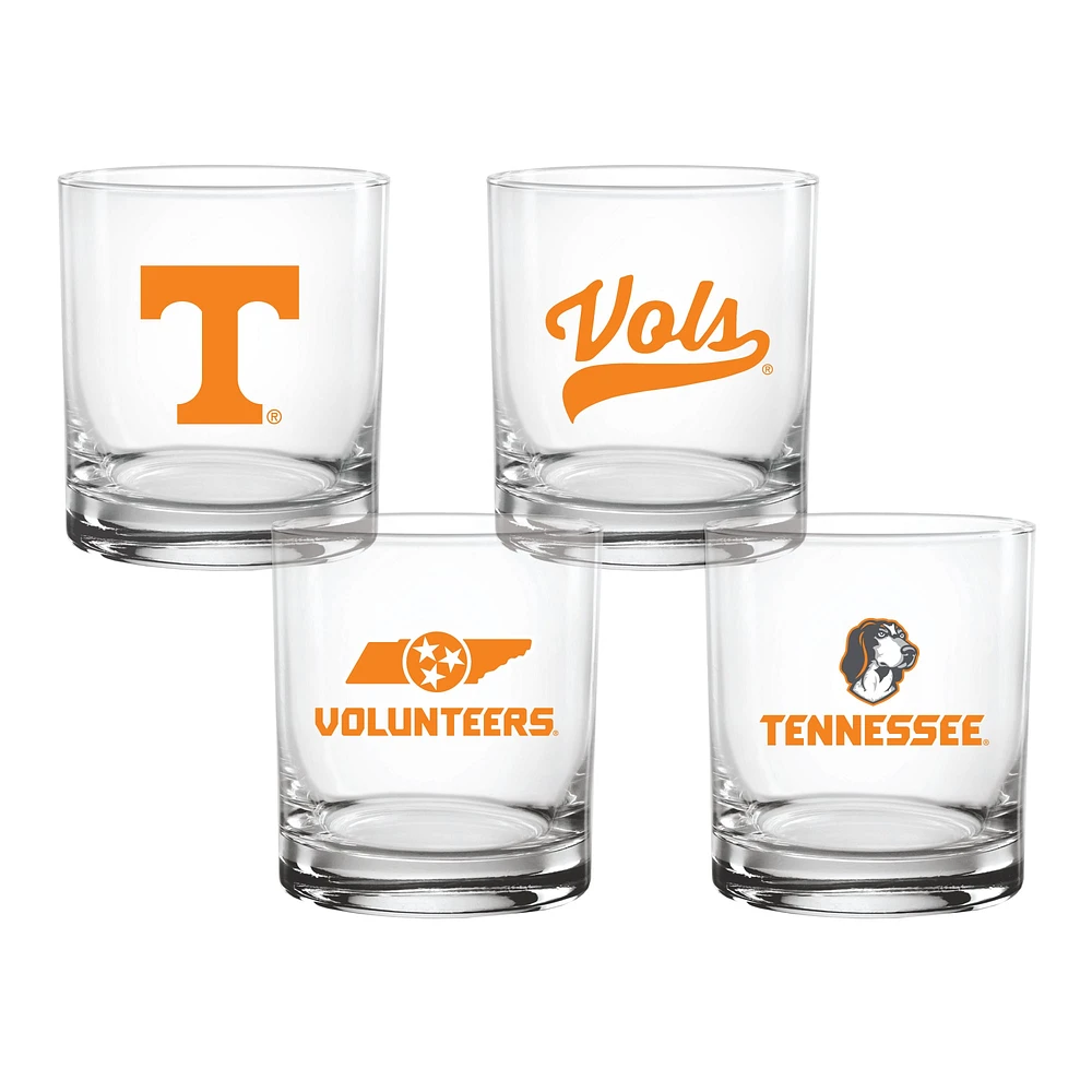 Lot de 4 verres à whisky de collection Tennessee Volunteers de 14 oz