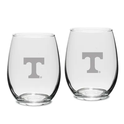 Tennessee Volunteers Set of 2 Deep Etched Engraved Stemless Wine Glasses
