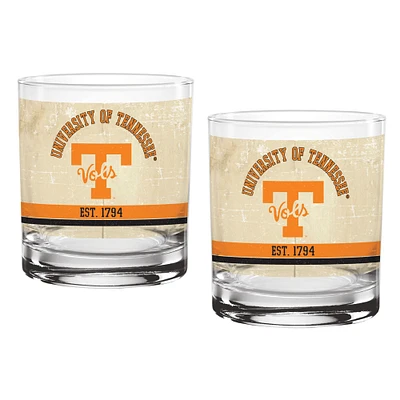 Tennessee Volunteers Two-Pack 14oz. Tan Vintage Glass Set