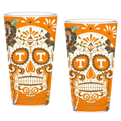 Tennessee Volunteers Lot de deux 16oz. Ensemble de verres à pinte Dia De Los Muertos