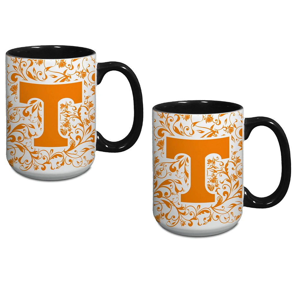 Ensemble de deux tasses à fleurs Tennessee Volunteers