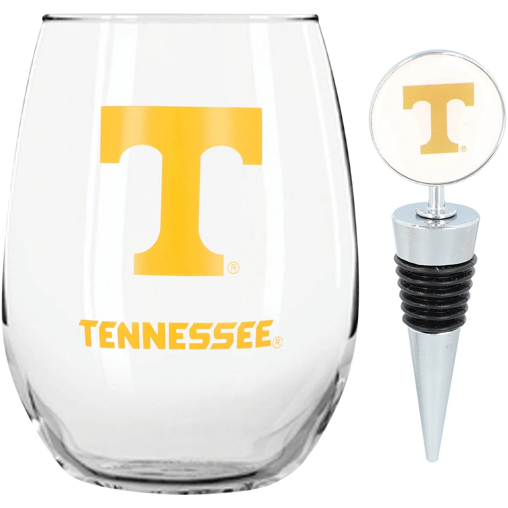 Gobelet sans pied de 15 oz avec bouchon pour bouteille de vin de The Memory Company Tennessee Volunteers