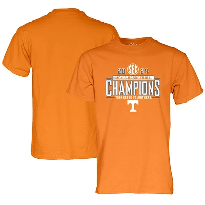 T-shirt unisexe bleu 84 Tennessee Orange Volunteers 2024 SEC pour hommes, Champions de la saison régulière basket-ball, vestiaire
