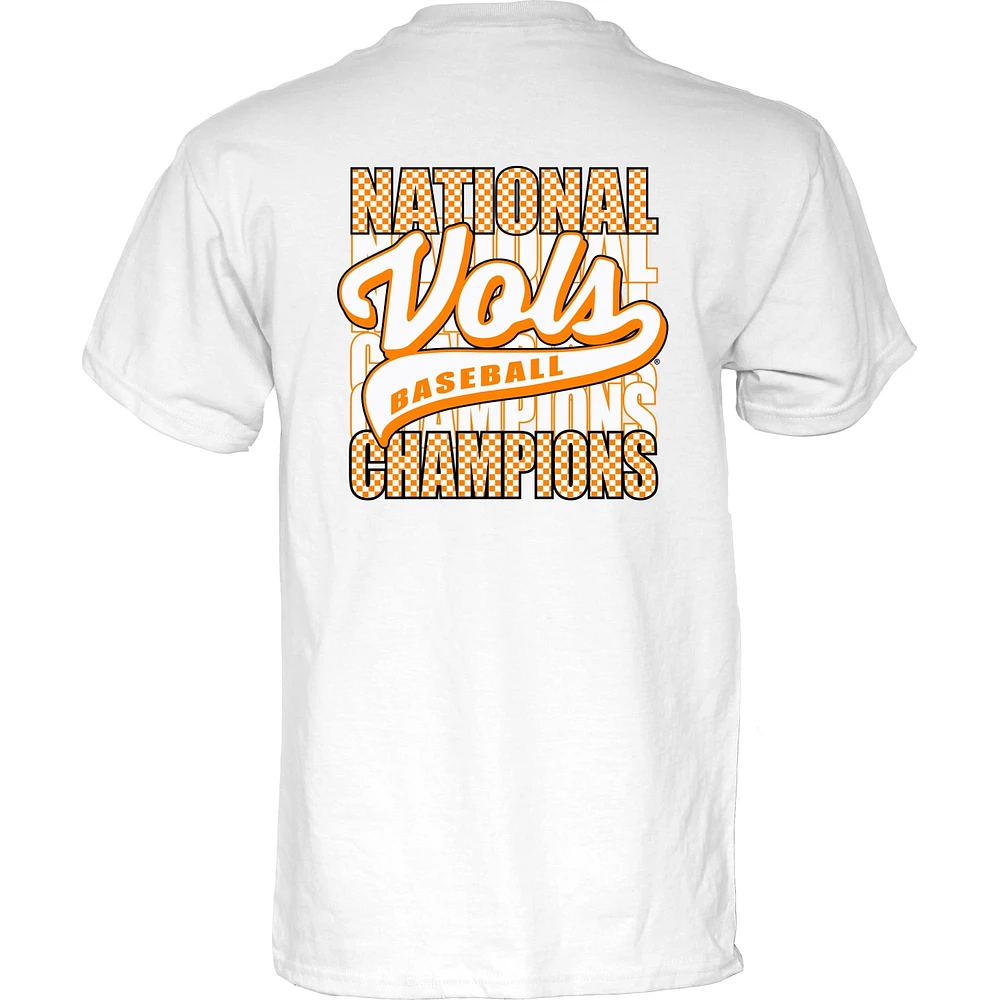 Unisex Blue 84 White Tennessee Volunteers 2024 NCAA Men's Baseball College World Series Champions Check T-Shirt