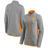 Women's Fanatics  Heather Gray Tennessee Volunteers Block Party Fleece Full-Zip Sweater