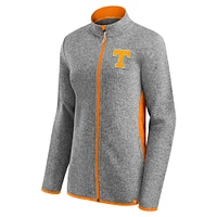 Women's Fanatics  Heather Gray Tennessee Volunteers Block Party Fleece Full-Zip Sweater