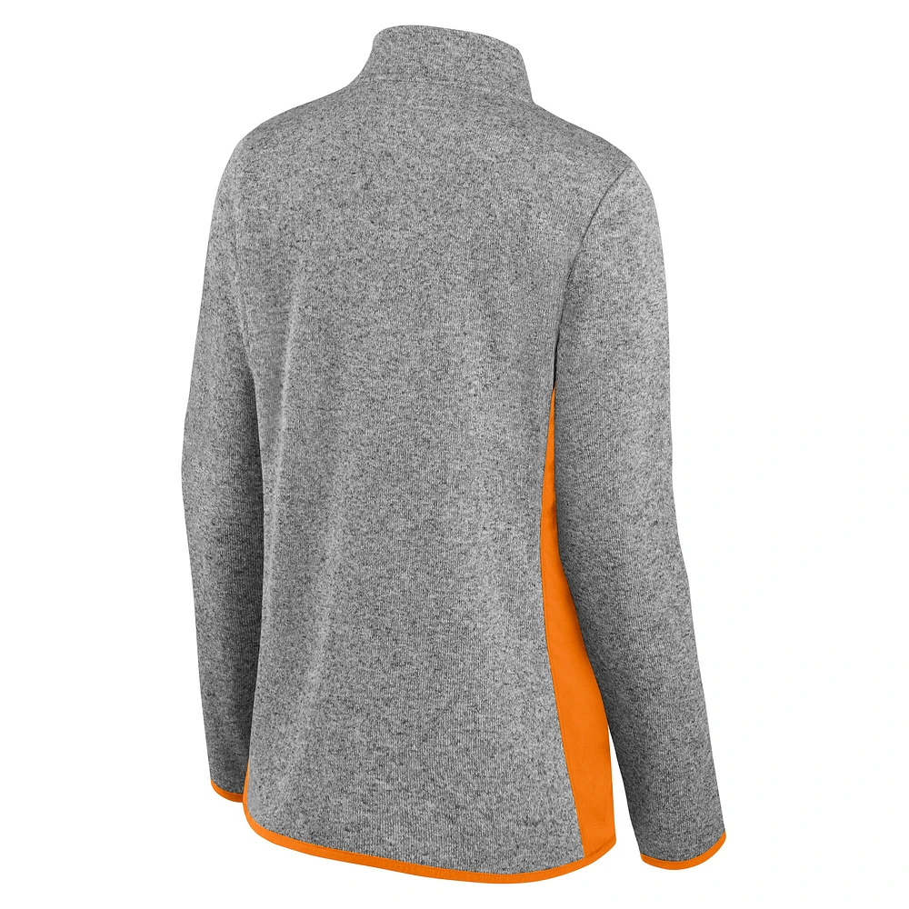 Women's Fanatics  Heather Gray Tennessee Volunteers Block Party Fleece Full-Zip Sweater