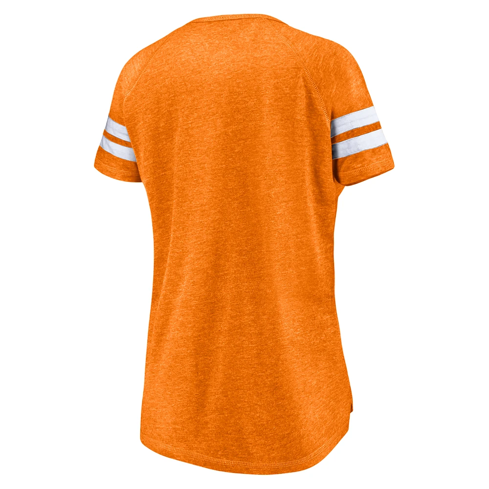 Women's Fanatics  Tennessee Orange Volunteers Arched City Tri-Blend Raglan Notch Neck T-Shirt
