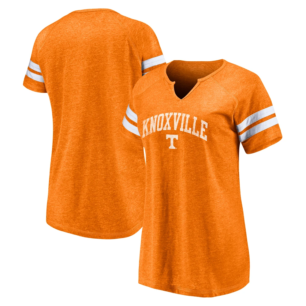 Women's Fanatics Tennessee Orange Volunteers Arched City Tri-Blend Raglan Notch Neck T-Shirt