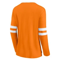 Women's Fanatics  Tennessee Orange Volunteers Block Party Script Lace-Up V-Neck Long Sleeve T-Shirt