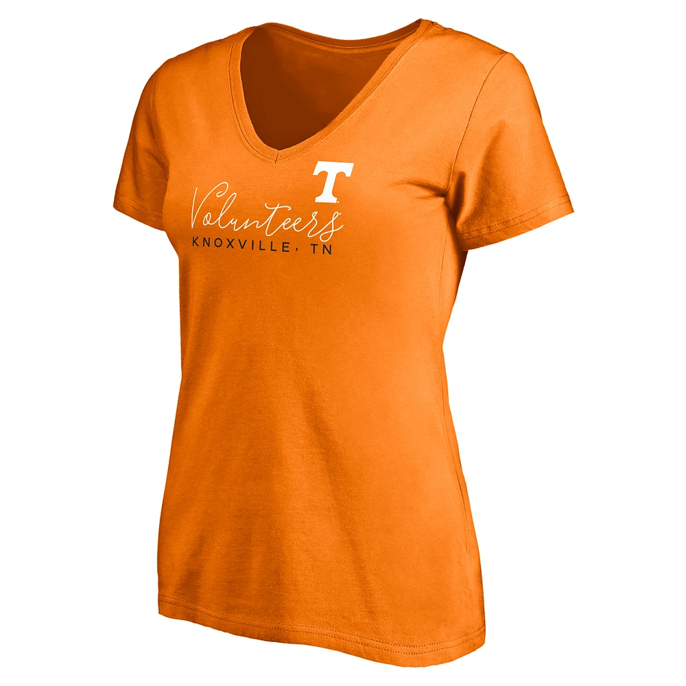 T-shirt à col en V pour femme Fanatics Tennessee Orange Volunteers Block Party