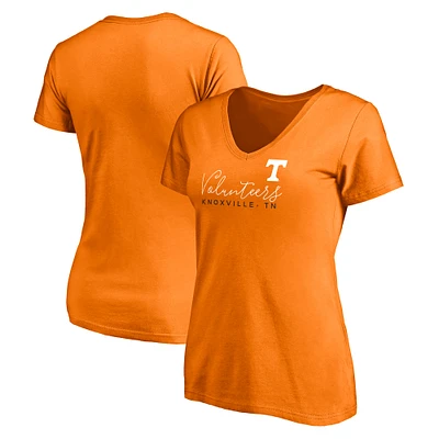 T-shirt à col en V pour femme Fanatics Tennessee Orange Volunteers Block Party