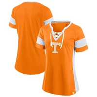 Women's Fanatics  Tennessee Orange Volunteers Unmasked Hero Block Party Athena Lace-Up Top