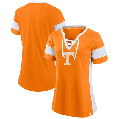 Women's Fanatics  Tennessee Orange Volunteers Unmasked Hero Block Party Athena Lace-Up Top