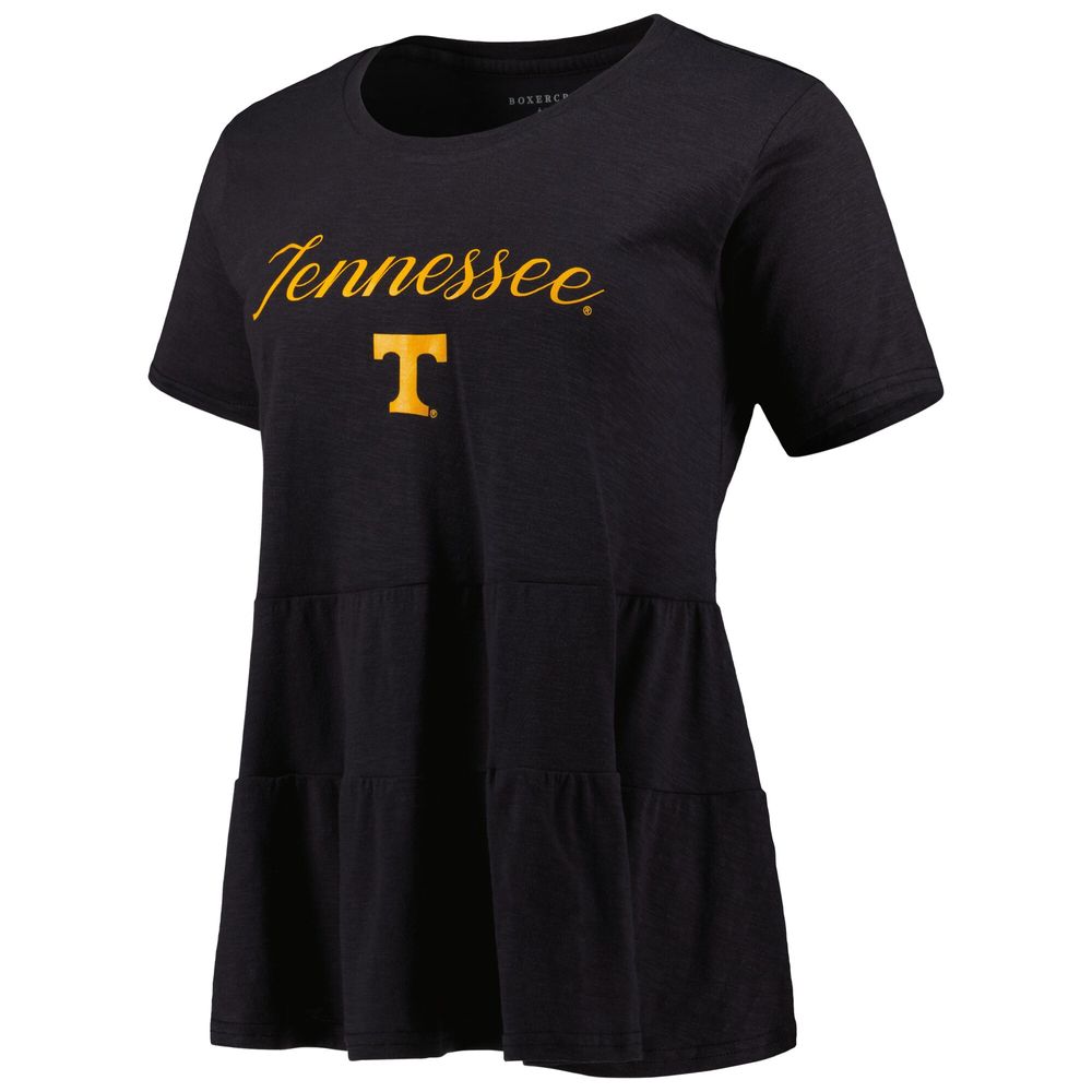 Women's Black Tennessee Volunteers Willow Ruffle-Bottom T-Shirt