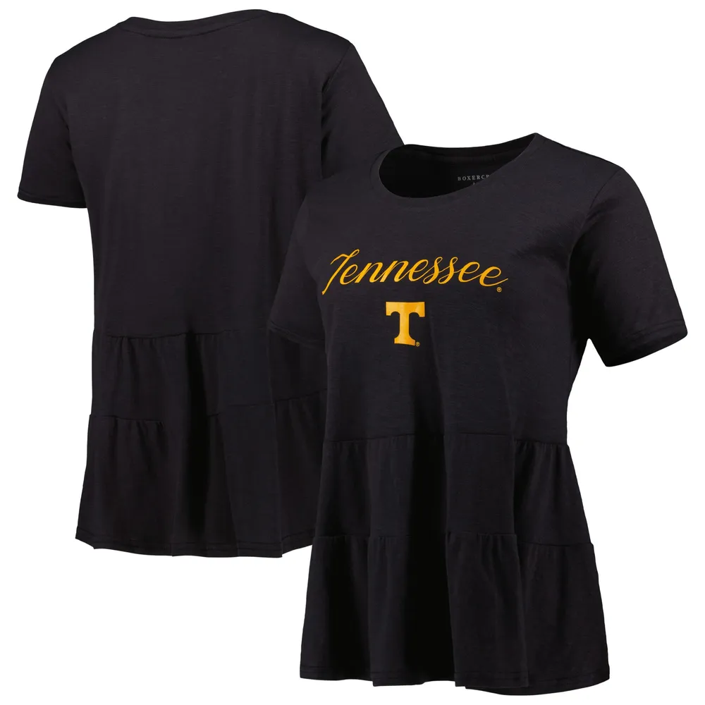 T-shirt noir Tennessee Volunteers Willow à volants pour femme