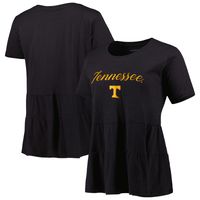 Women's Black Tennessee Volunteers Willow Ruffle-Bottom T-Shirt