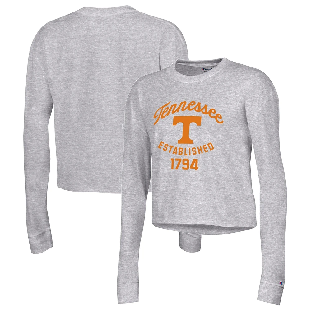 Women's Champion Gray Tennessee Volunteers Boyfriend Cropped Long Sleeve T-Shirt