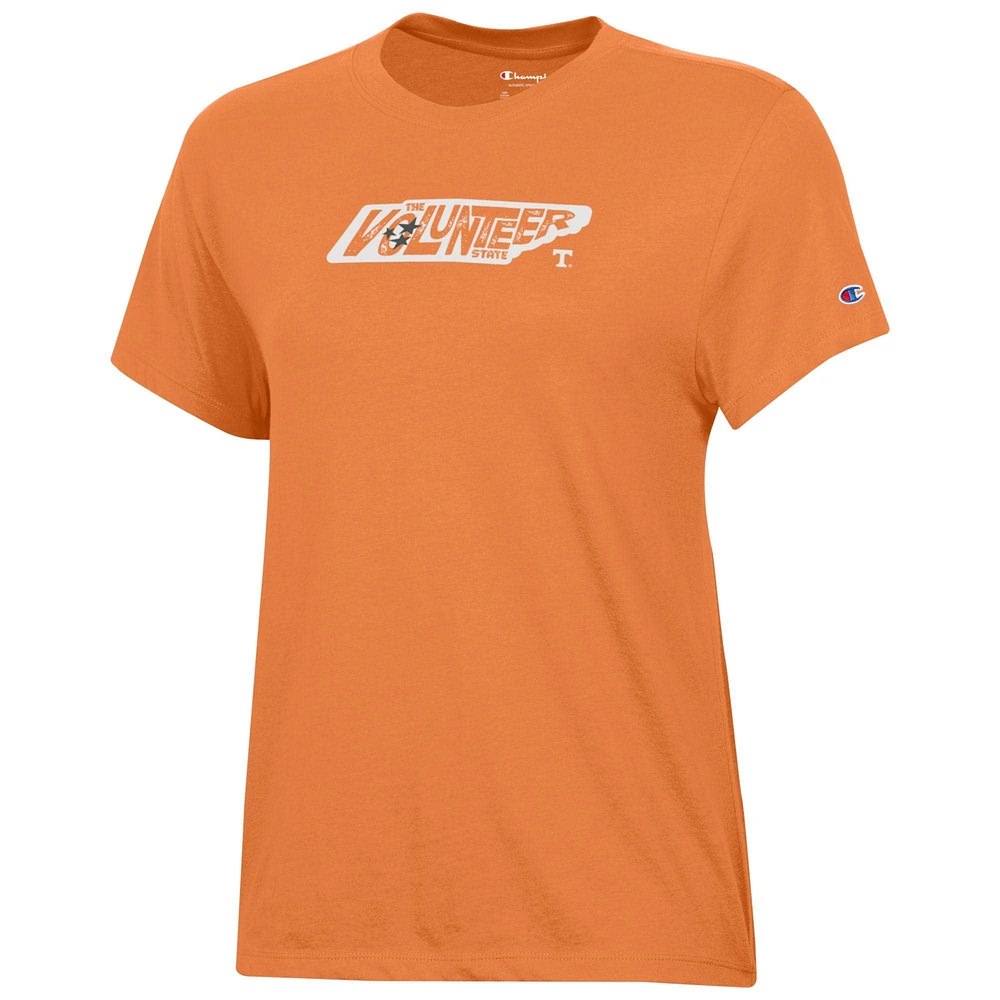 Women's Champion Tennessee Orange Volunteers State Outline T-Shirt