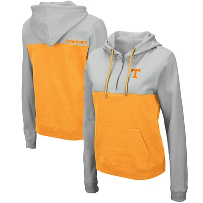 Women's Colosseum Gray/Tennessee Orange Tennessee Volunteers Aidan Lightweight Half-Zip Hoodie