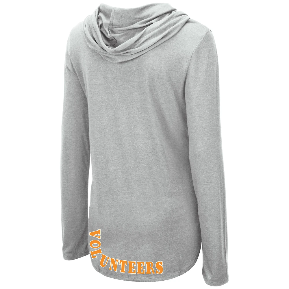 Women's Colosseum Gray Tennessee Volunteers My Lover Lightweight Hooded Long Sleeve T-Shirt