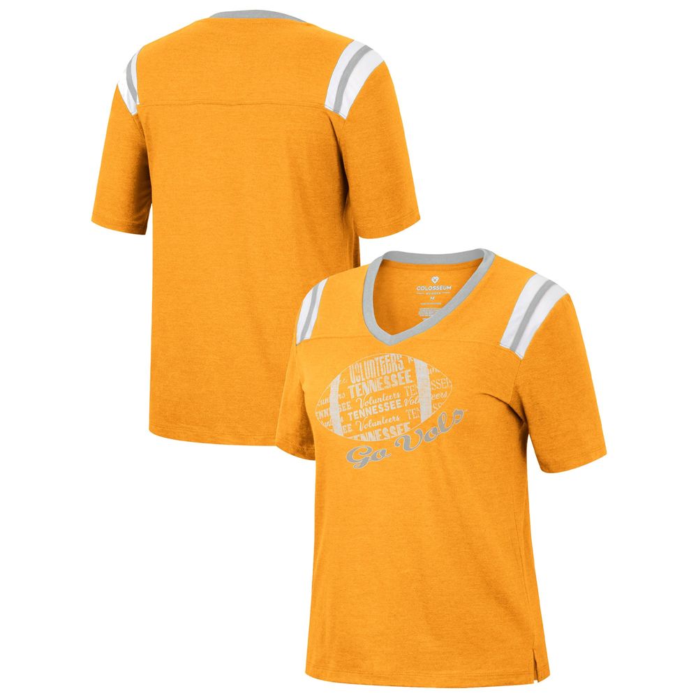 Women's Colosseum Heathered Tennessee Orange Volunteers 15 Min Early Football V-Neck T-Shirt