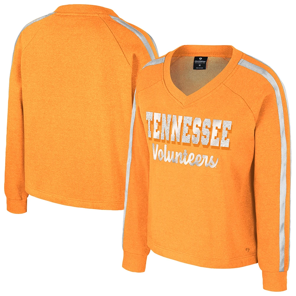 T-shirt à manches longues et col en V pour femme Colosseum Tennessee Orange Volunteers Treasures