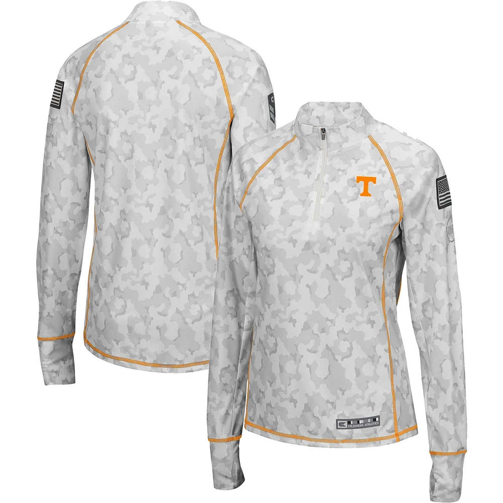 Colosseum White Tennessee Volunteers OHT Military Appreciation Officer Arctic Camo Fitted Lightweight 1/4-Zip Jacket