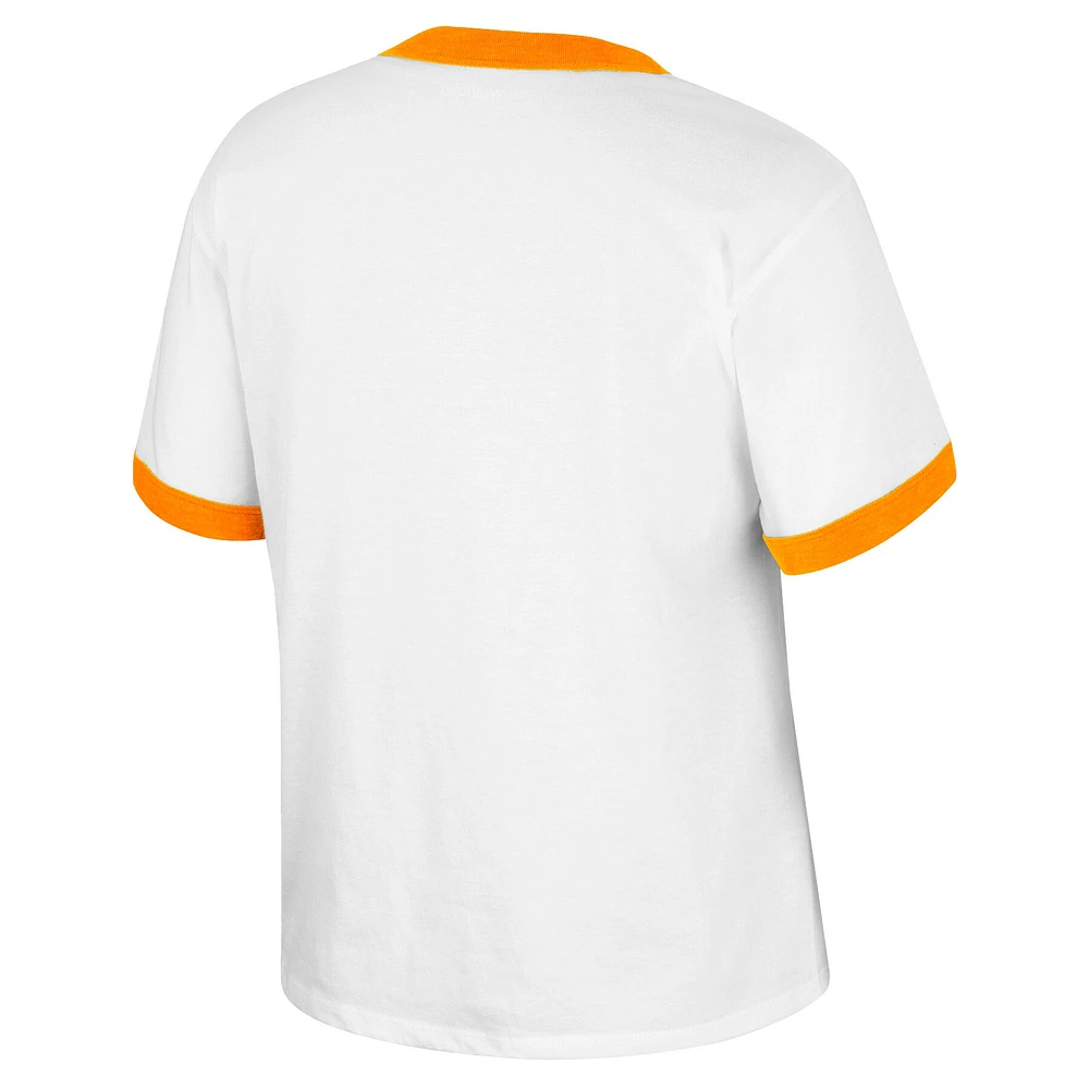 T-shirt colosseum x Wrangler pour femme blanc Tennessee Volunteers Freehand Ringer