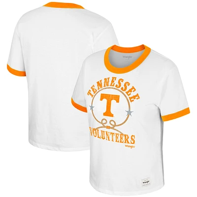 Women's Colosseum x Wrangler White Tennessee Volunteers Freehand Ringer T-Shirt