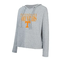 Women's Concepts Sport Heather Gray Tennessee Volunteers Juniper Soft Modest Cropped Long Sleeve Hoodie T-Shirt