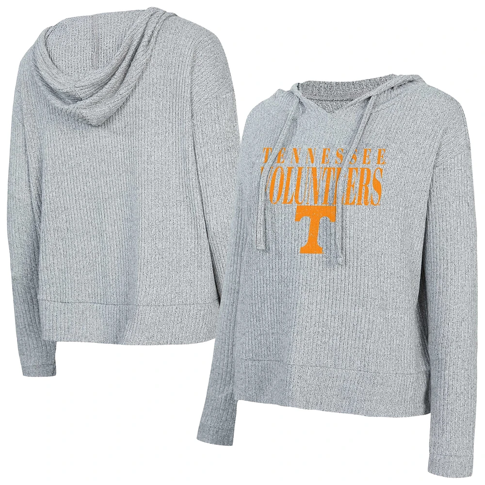 Women's Concepts Sport Heather Gray Tennessee Volunteers Juniper Soft Modest Cropped Long Sleeve Hoodie T-Shirt