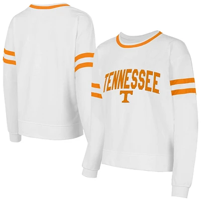 T-shirt à manches longues en tissu éponge français avec arche sur le devant pour femme Concepts Sport White Tennessee Volunteers Borough